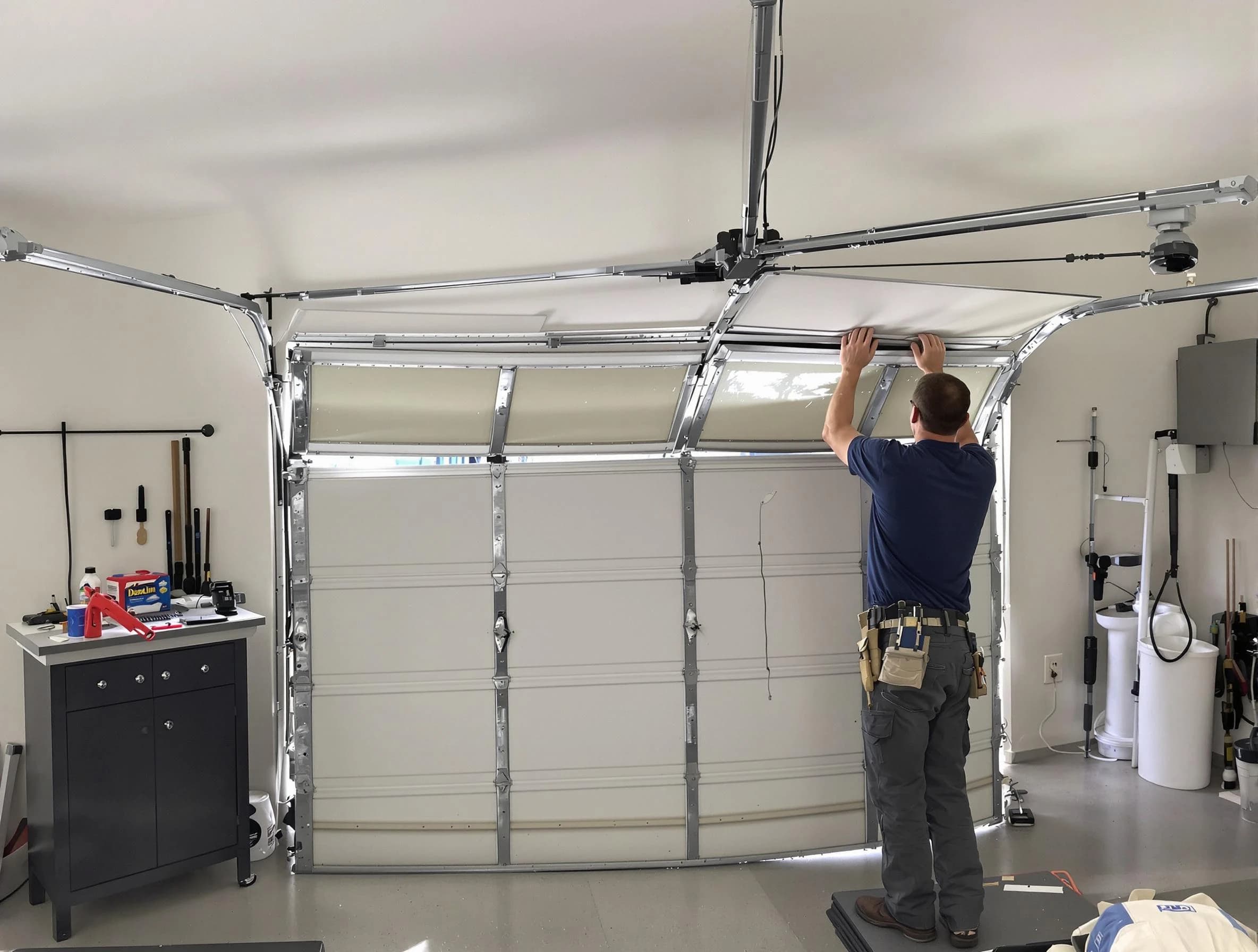 Butler Garage Door Repair specialist performing precise section replacement on Butler garage door