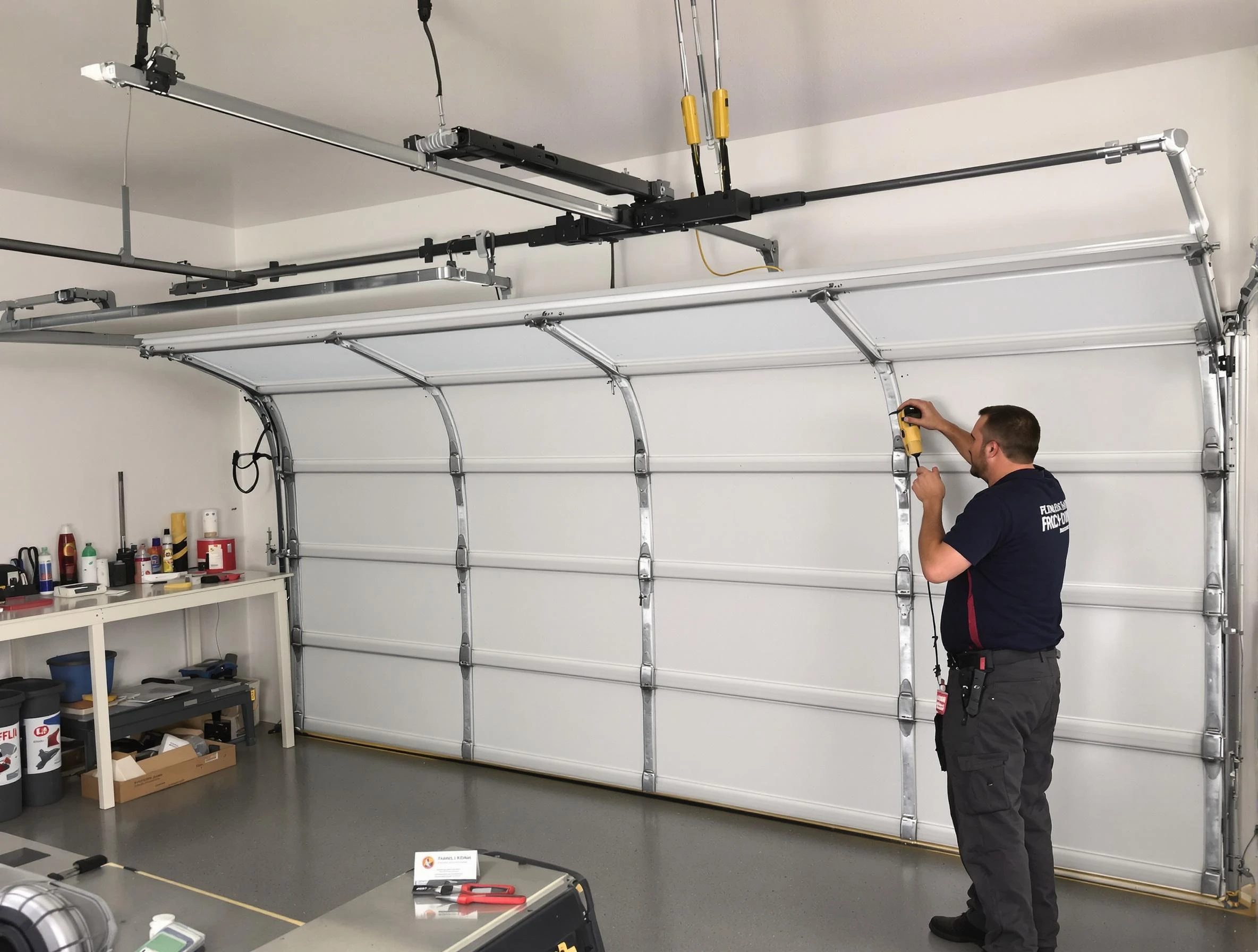 Butler Garage Door Repair certified technician performing overhead door system repair in Butler